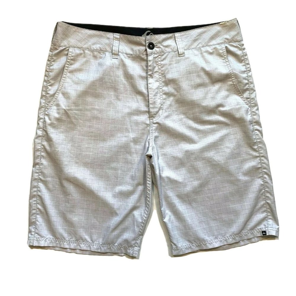 Quicksilver Ambhibian Board Shorts Swim Trunks Mens‎ 36 (37) Plaid Surfing Beach